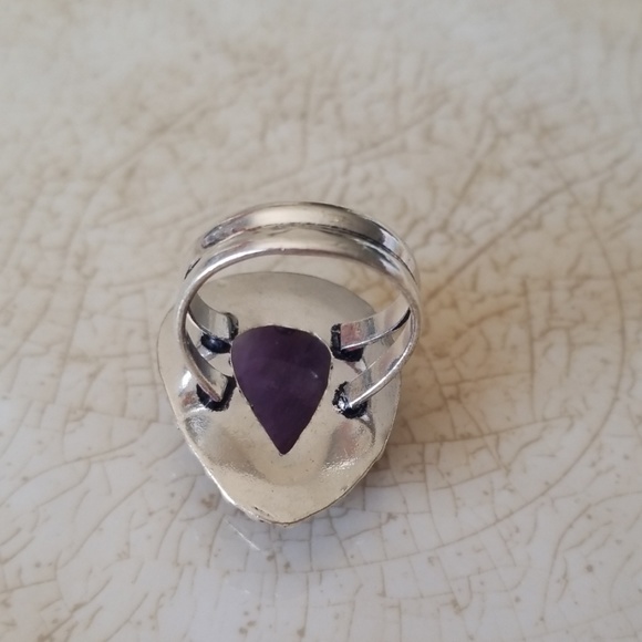 Host Pick !! Silver Purple Western Cocktail Ring Valentines Day - Picture 5 of 9